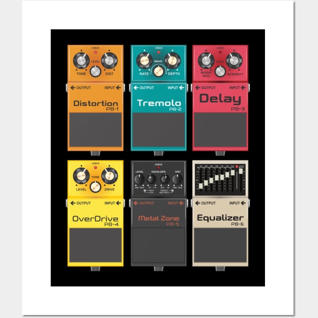 Guitar Effects Pedal (Pedal Board) Wall Art by Petrol_Blue